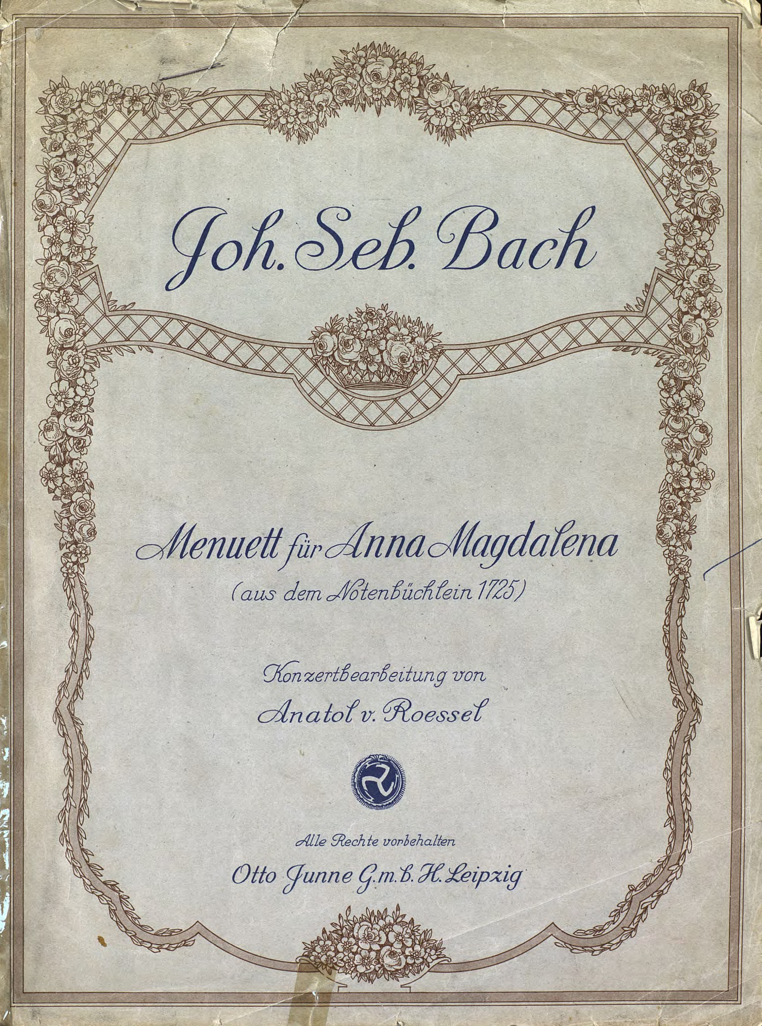 Обложка книги «Menuett fur "Anna Magdalena" (aus dem Notenbuchlein 1725)»