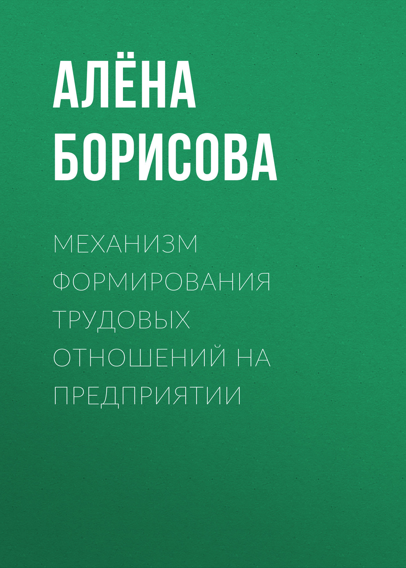 Обложка книги «Механизм формирования трудовых отношений на предприятии»