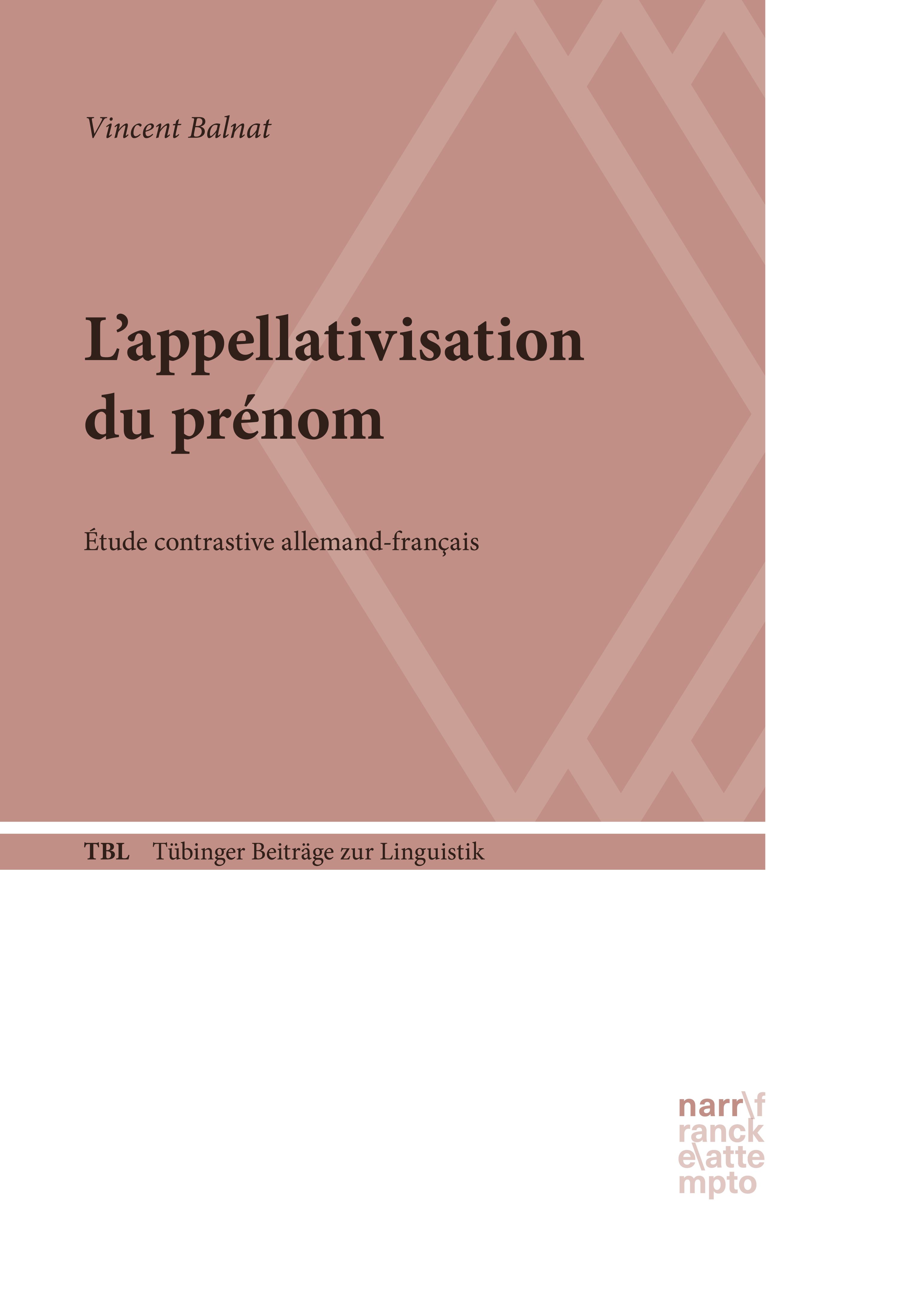 Обложка книги «L'appellativisation du prénom»
