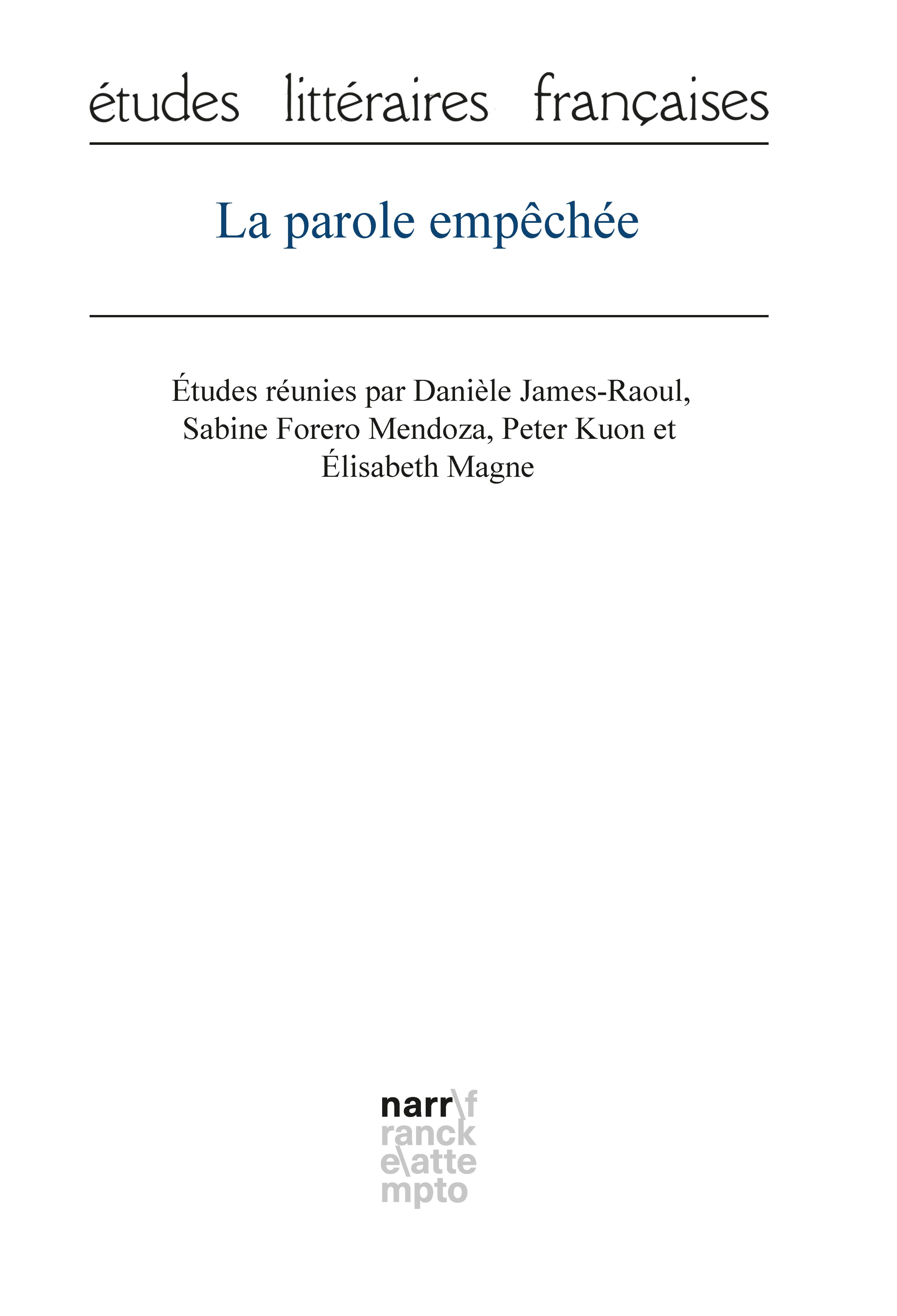 Обложка книги «La parole empêchée»