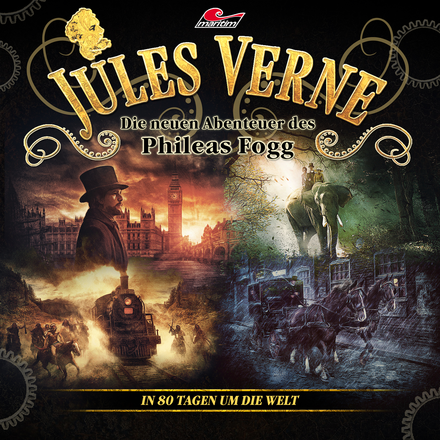 Обложка книги «Jules Verne, Die neuen Abenteuer des Phileas Fogg, In 80 Tagen um die Welt»