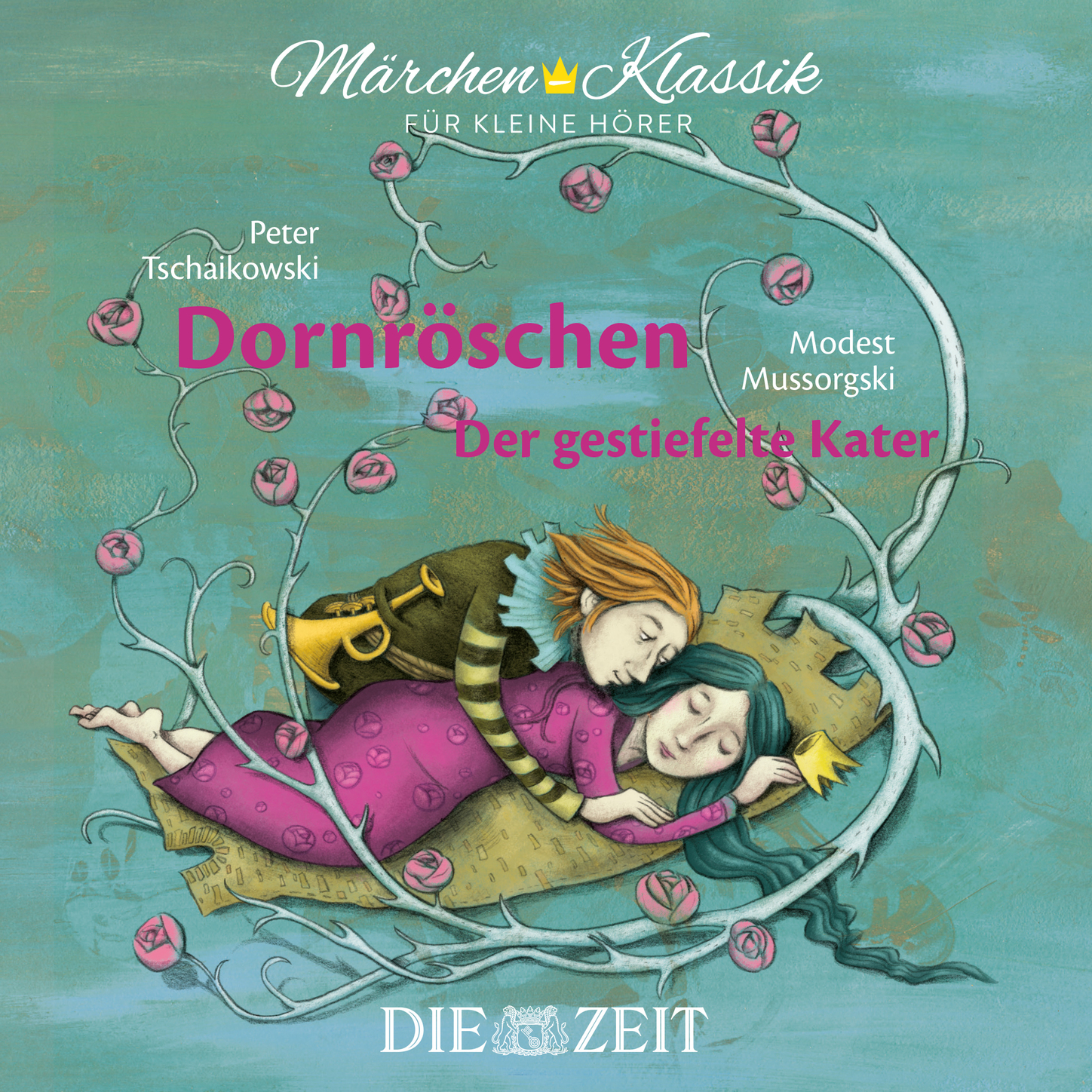 Обложка книги «Die ZEIT-Edition "Märchen Klassik für kleine Hörer" - Dornröschen und Der gestiefelte Kater mit Musik von Peter Tschaikowski und Modest Mussorgski»
