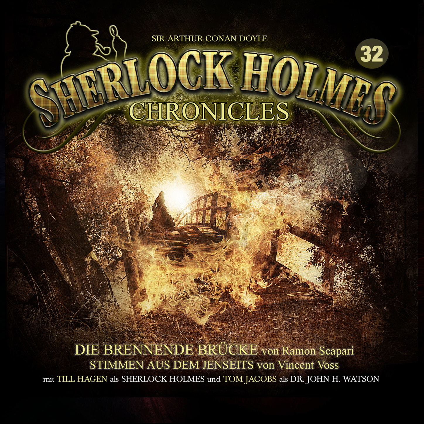 Обложка книги «Sherlock Holmes Chronicles, Folge 32: Die brennende Brücke / Stimmen aus dem Jenseits»