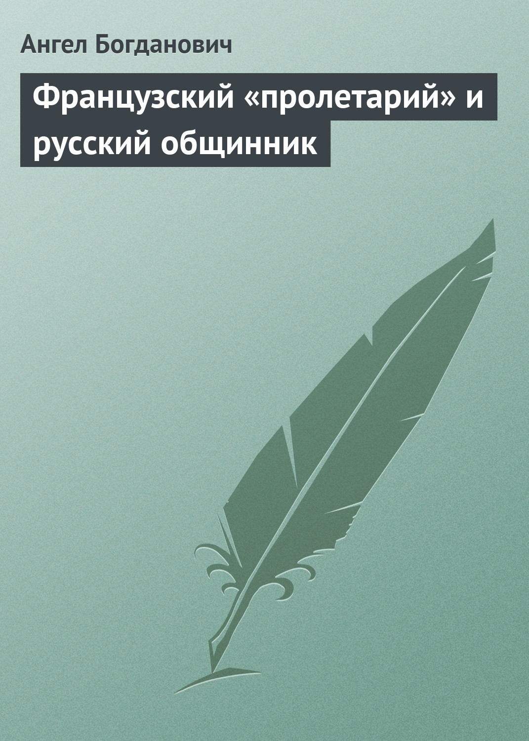 Обложка книги «Французский «пролетарий» и русский общинник»
