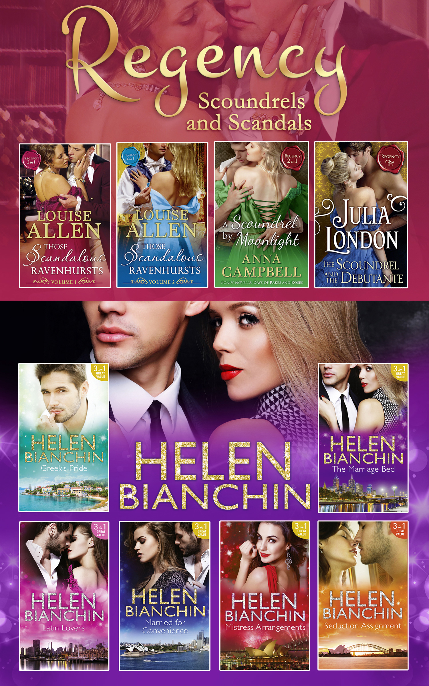 Обложка книги «The Helen Bianchin And The Regency Scoundrels And Scandals Collections»