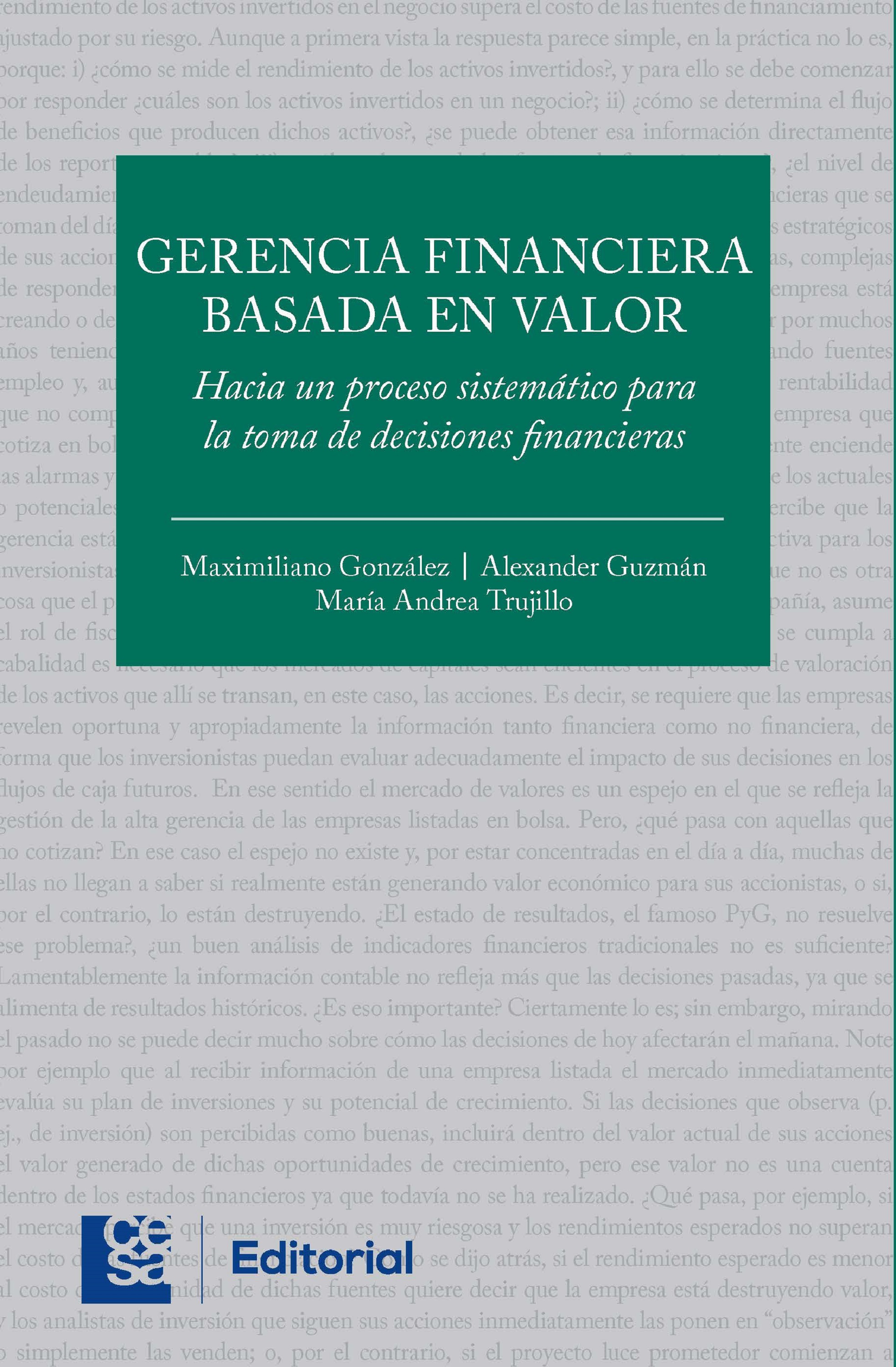 Обложка книги «Gerencia financiera basada en valor»