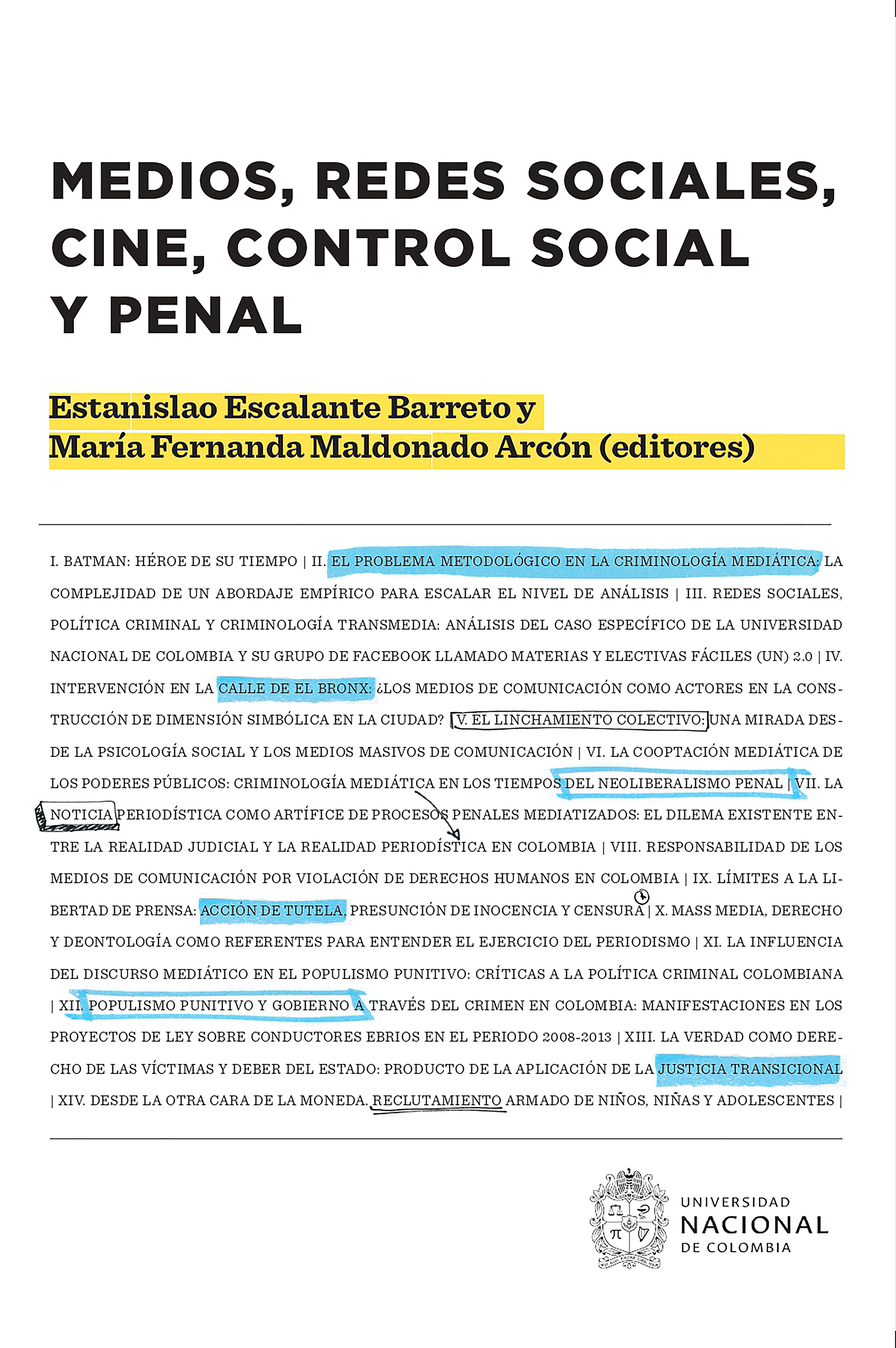 Обложка книги «Medios, redes sociales, cine, control social y penal»