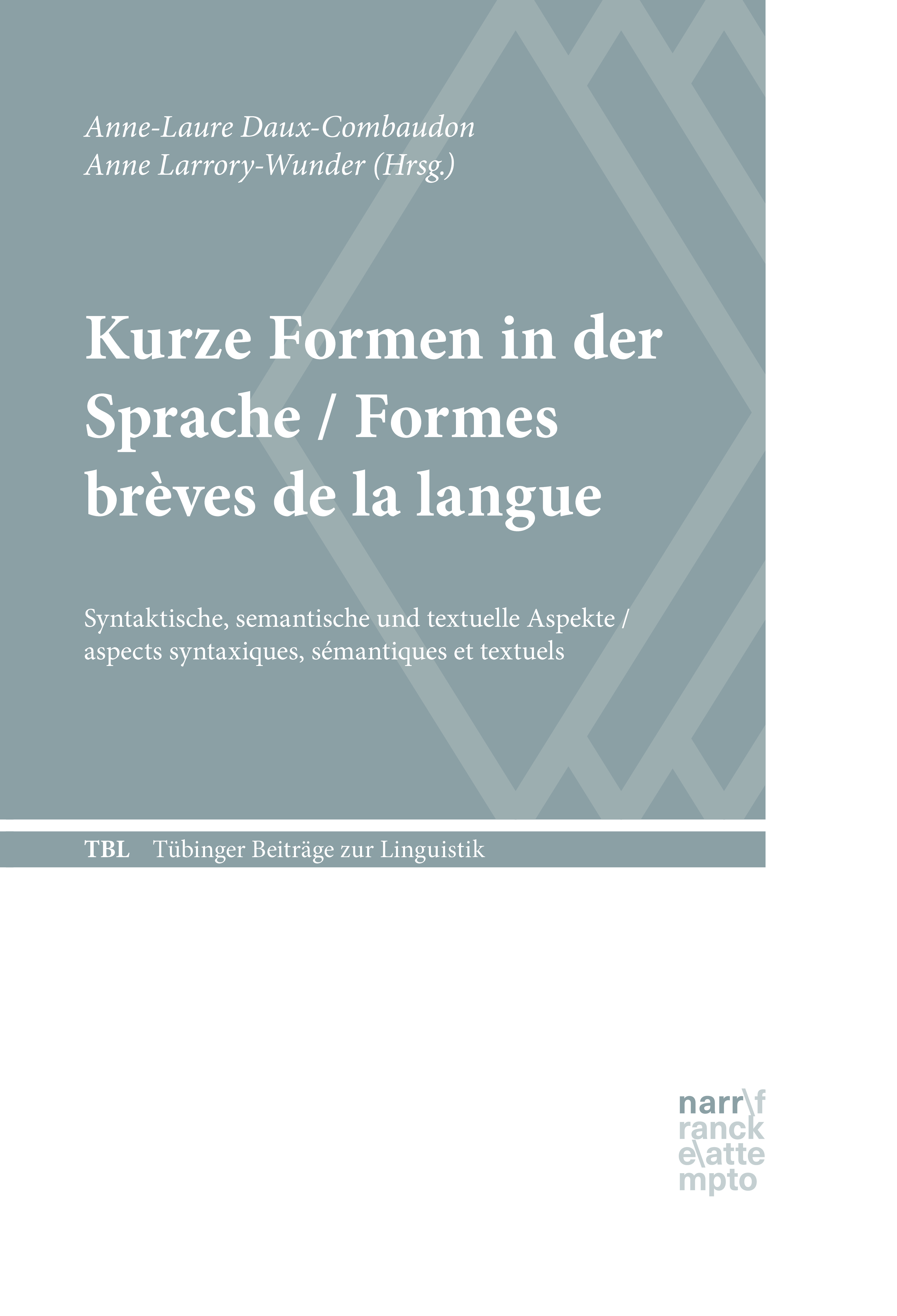 Обложка книги «Kurze Formen in der Sprache / Formes brèves de la langue»