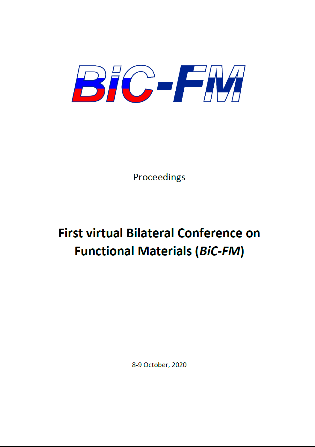 Обложка книги «First virtual Bilateral Conference on Functional Materials (BiC-FM)»