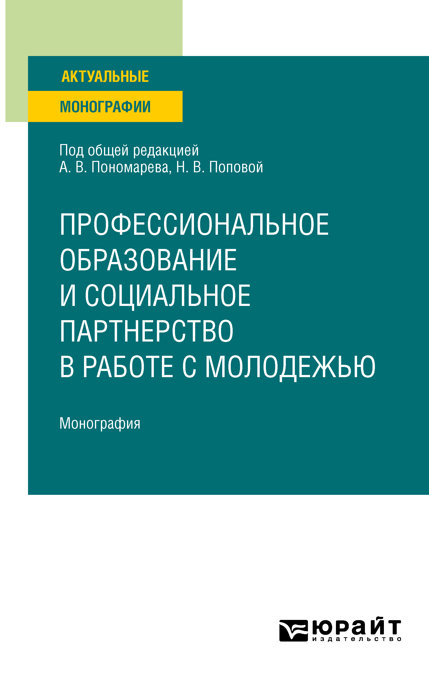 Обложка книги «Профессиональное образование и социальное партнерство в работе с молодежью. Монография»