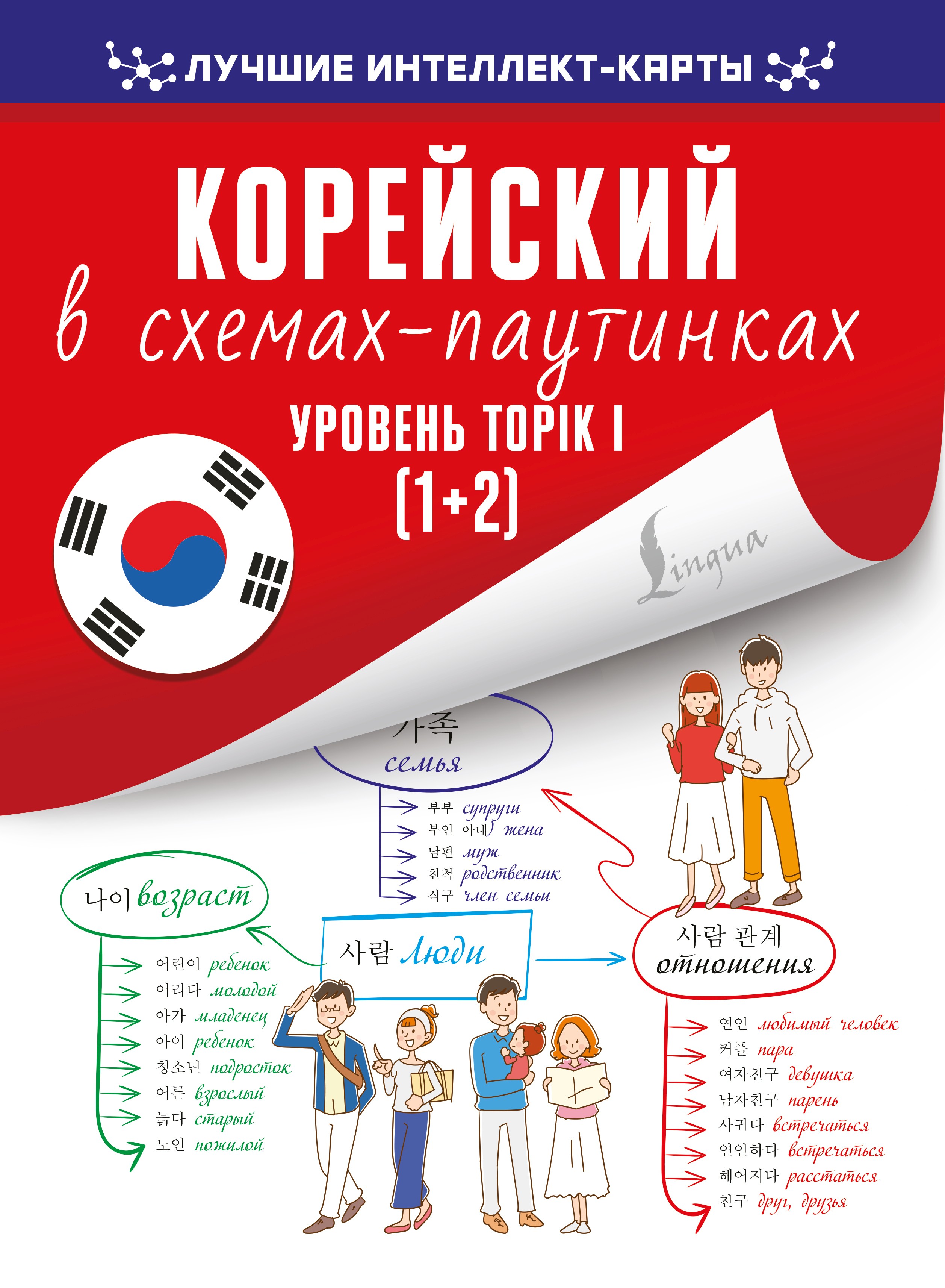 Обложка книги «Корейский в схемах-паутинках. Уровень TOPIK I (1+2)»