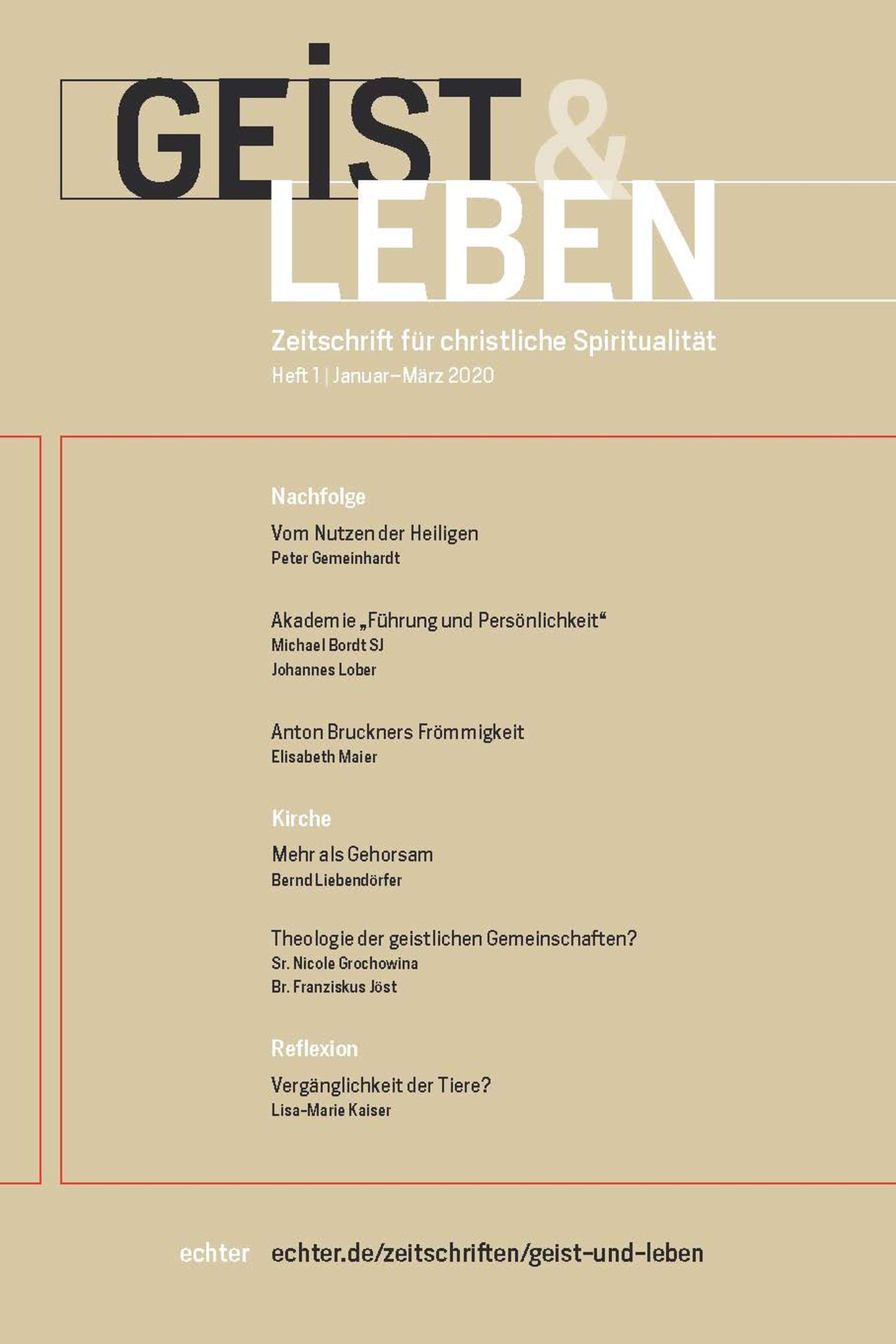 Обложка книги «Geist & Leben 1/2020»