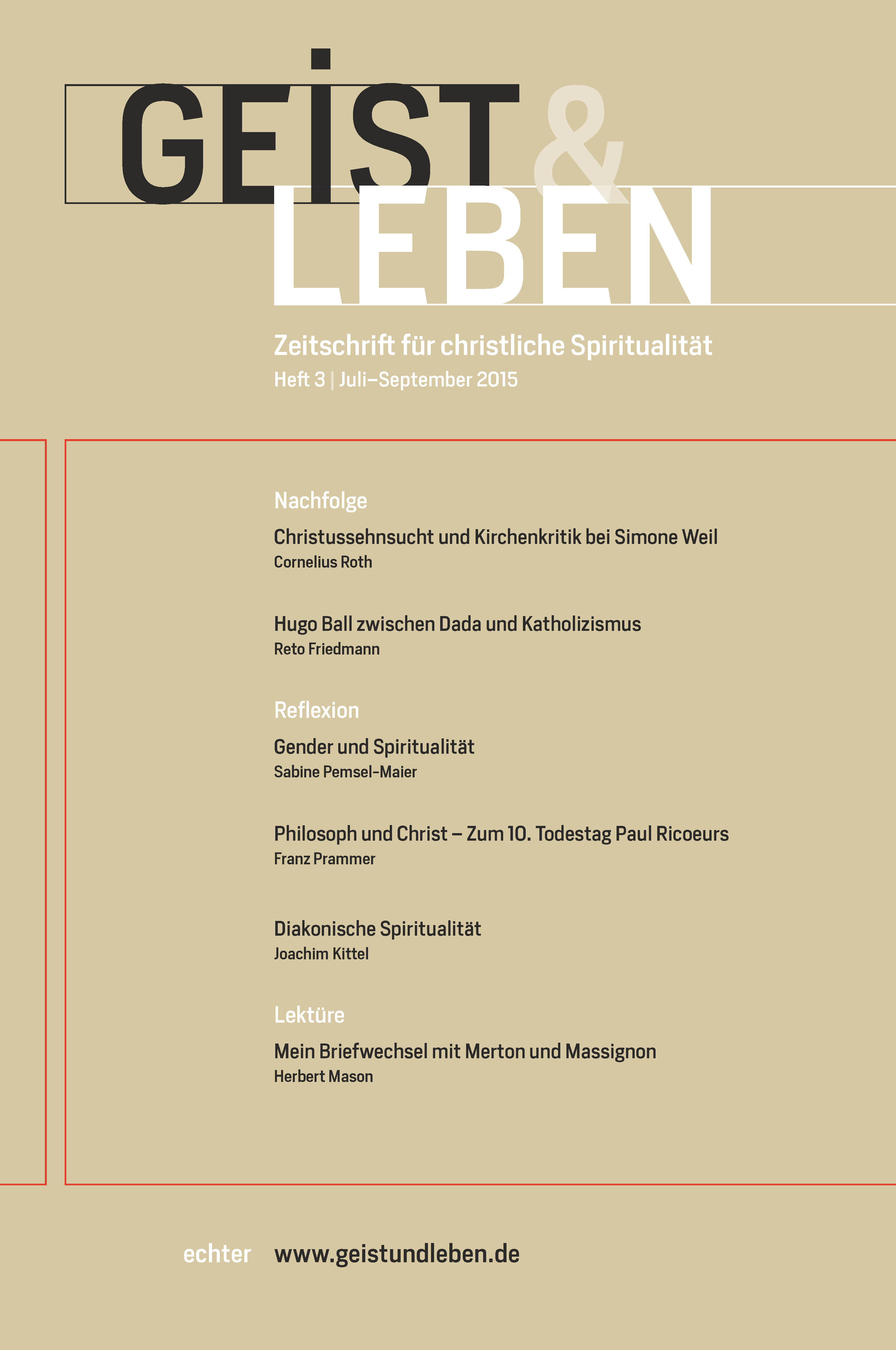 Обложка книги «Geist und Leben 3/2015»
