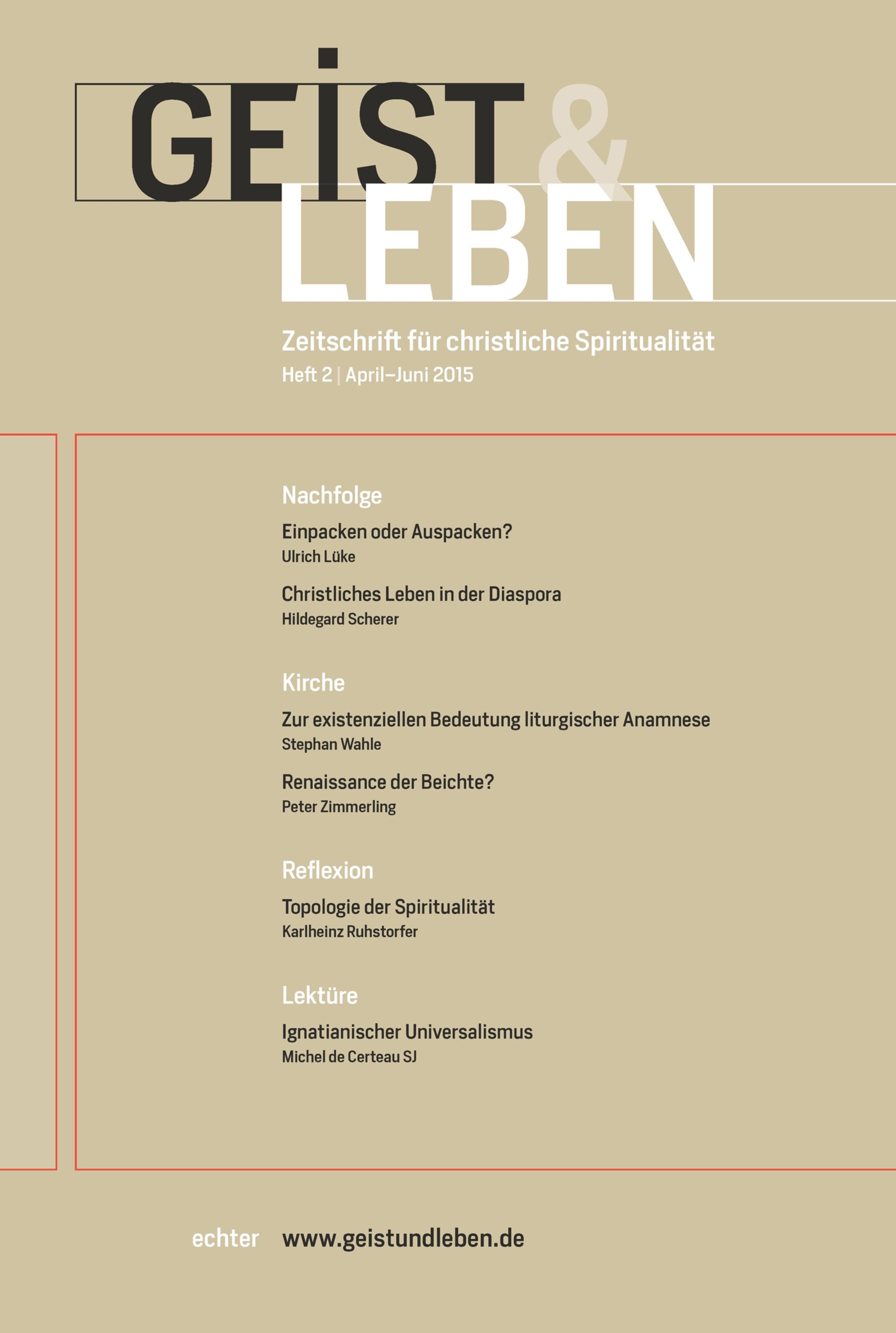 Обложка книги «Geist und Leben 2/2015»