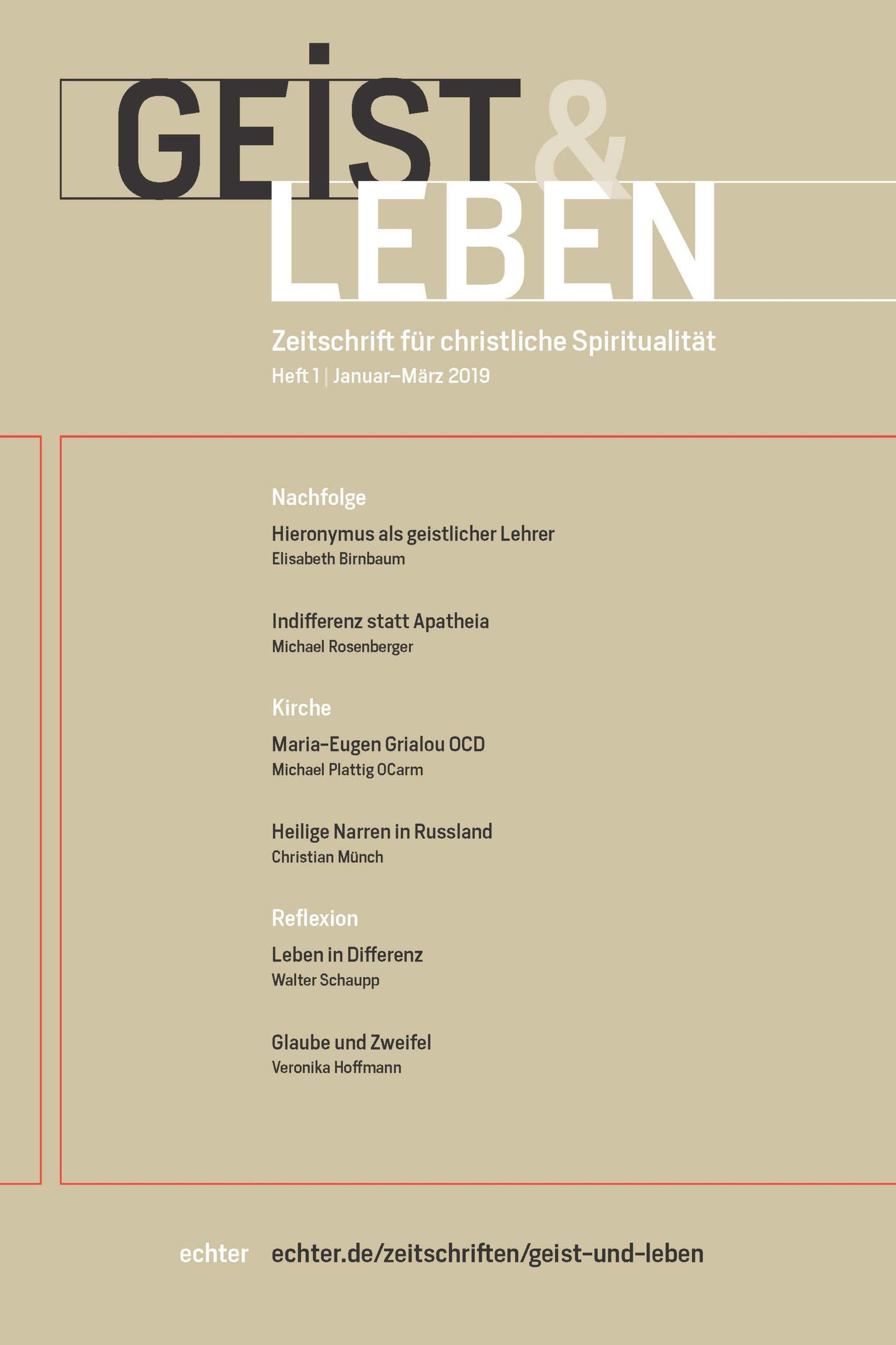 Обложка книги «Geist & Leben 1/2019»