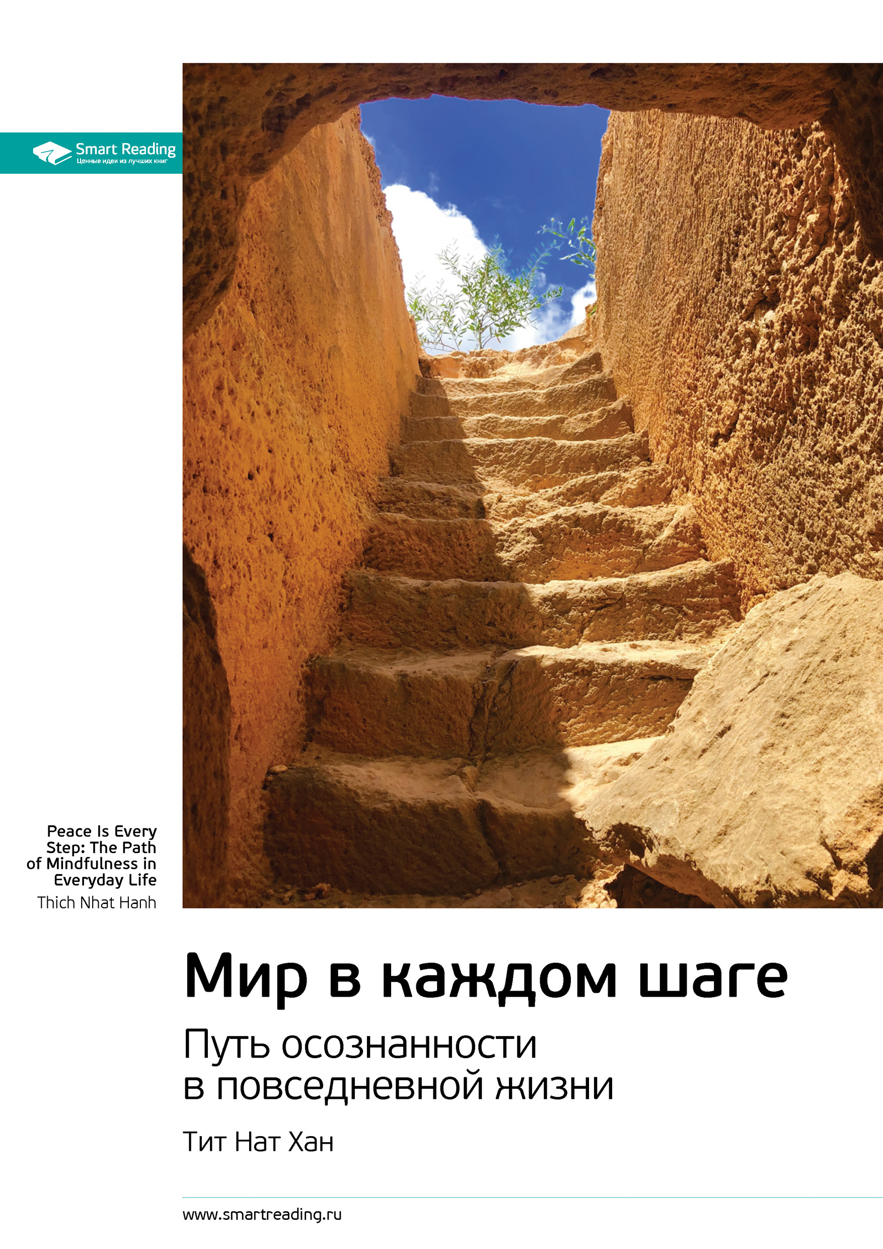 Обложка книги «Ключевые идеи книги: Мир в каждом шаге. Путь осознанности в повседневной жизни. Тит Нат Хан»