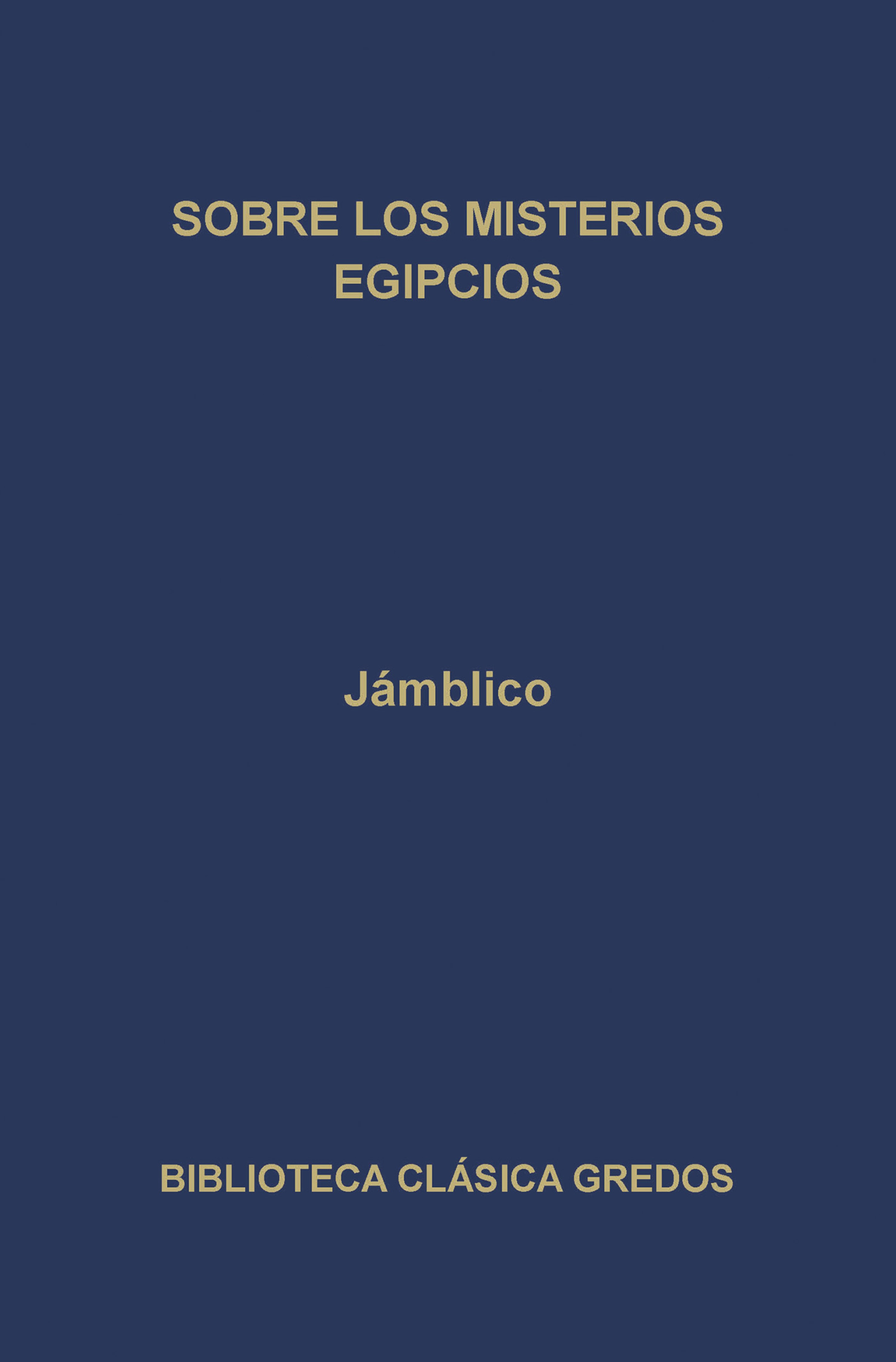 Обложка книги «Sobre los misterios egipcios»