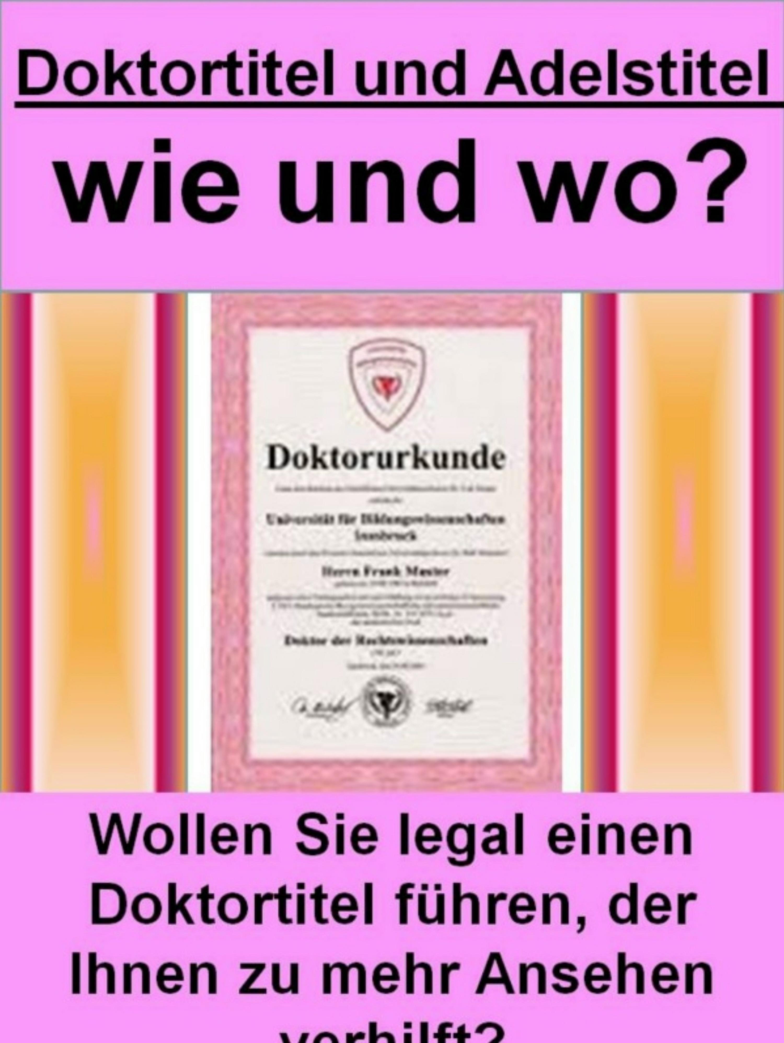 Обложка книги «Doktortitel und Adelstitel - wie und wo?»