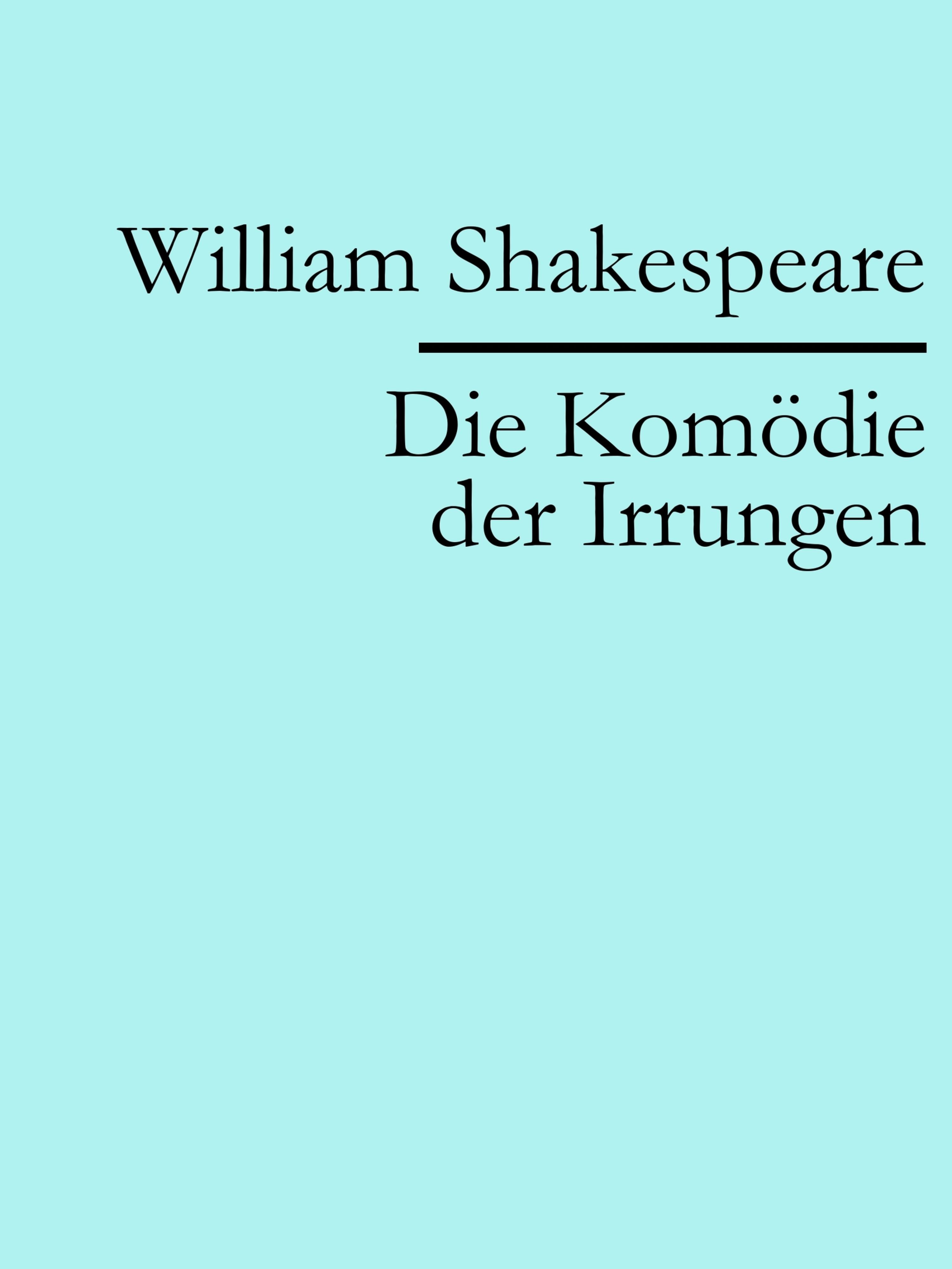 Обложка книги «Die Komödie der Irrungen»