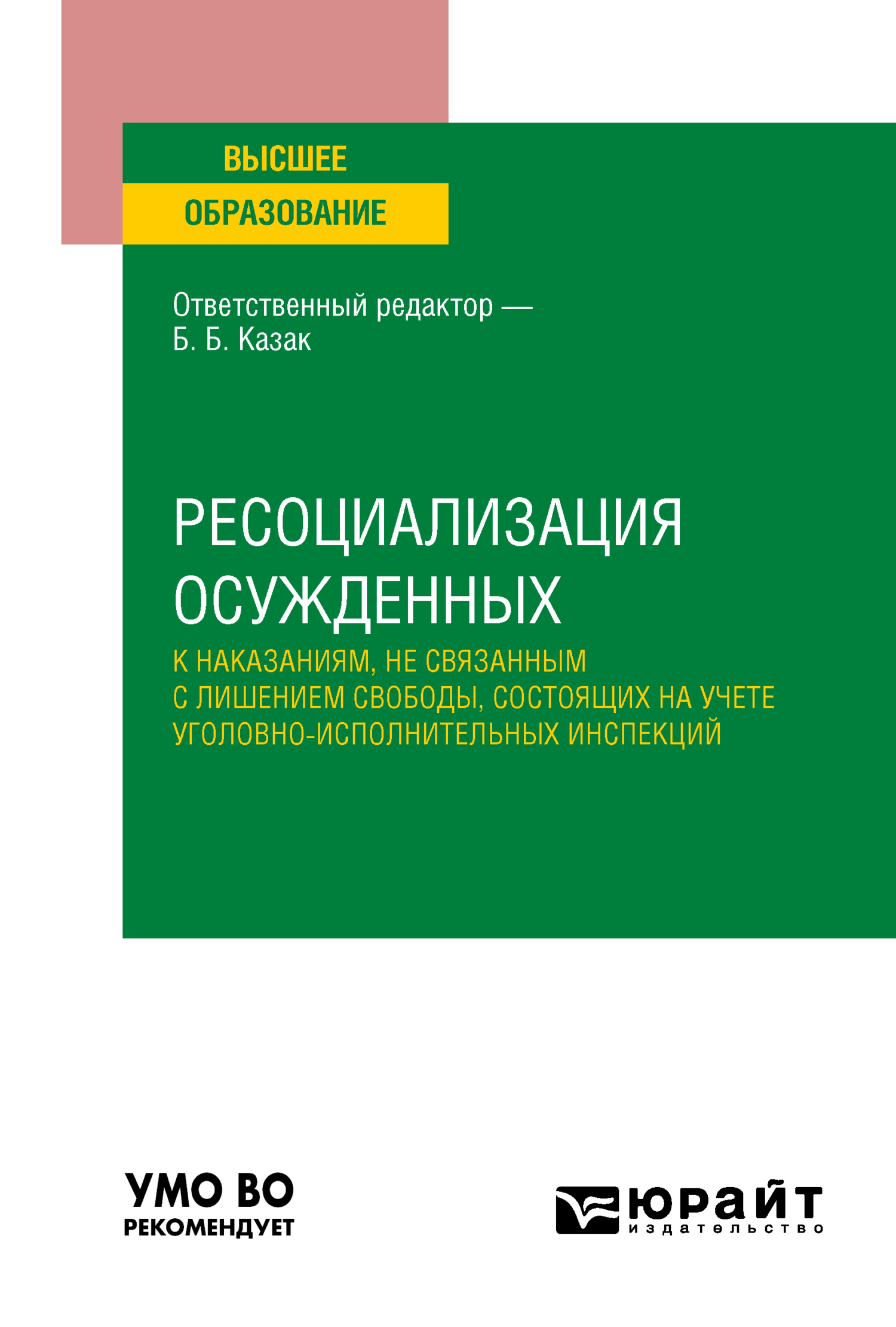 Обложка книги «Ресоциализация осужденных к наказаниям, не связанным с лишением свободы, состоящих на учете уголовно-исполнительных инспекций. Учебное пособие для вузов»