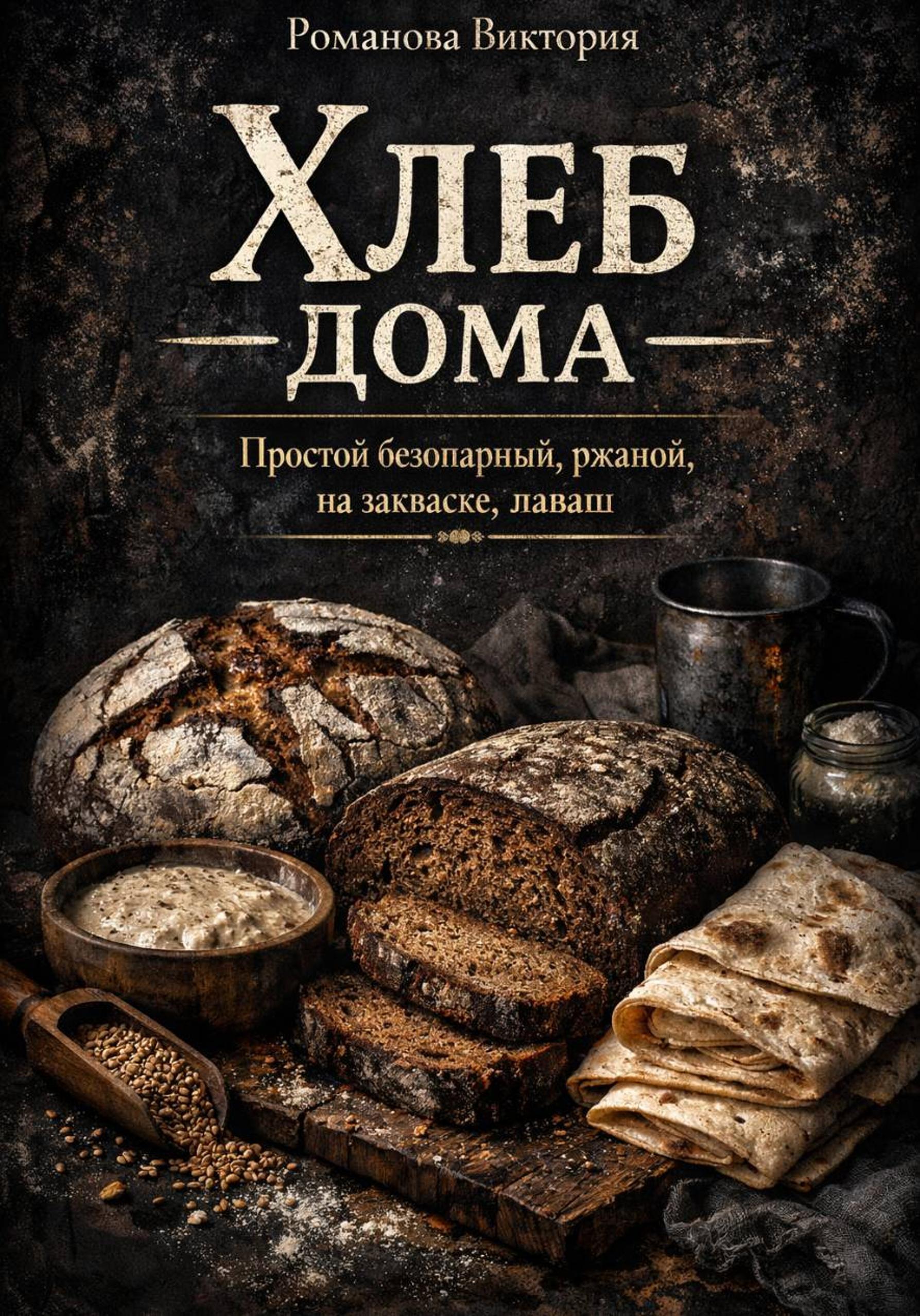 Обложка книги «Хлеб дома – простой безопарный, ржаной, на закваске, лаваш»