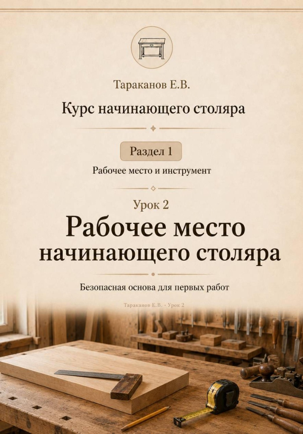 Обложка книги «Курс начинающего столяра. Урок 2. Рабочее место начинающего столяра»