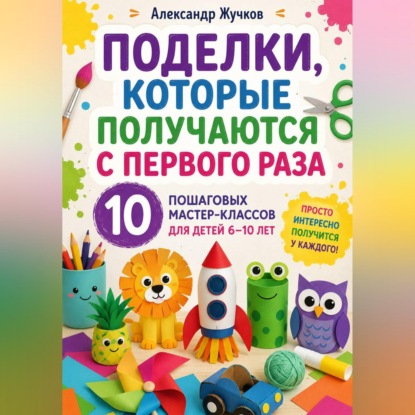 Обложка книги «Поделки, которые получаются с первого раза. 10 пошаговых мастер-классов для детей 6–10 лет»