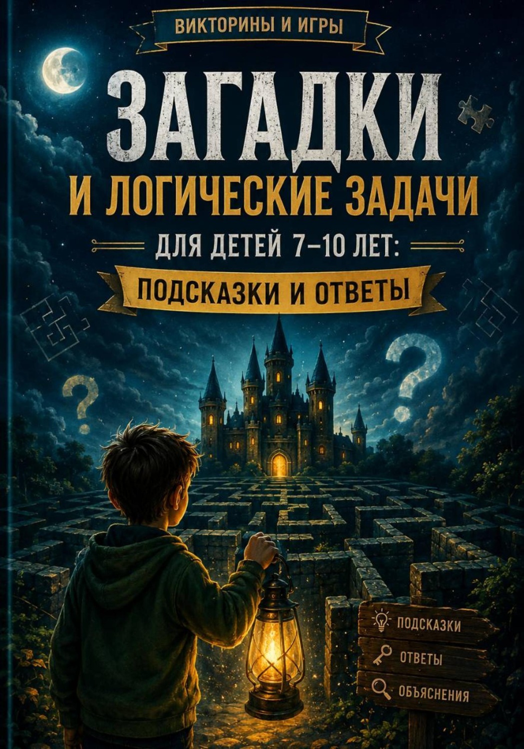 Обложка книги «Загадки и логические задачи для детей 7–10 лет: подсказки и ответы»