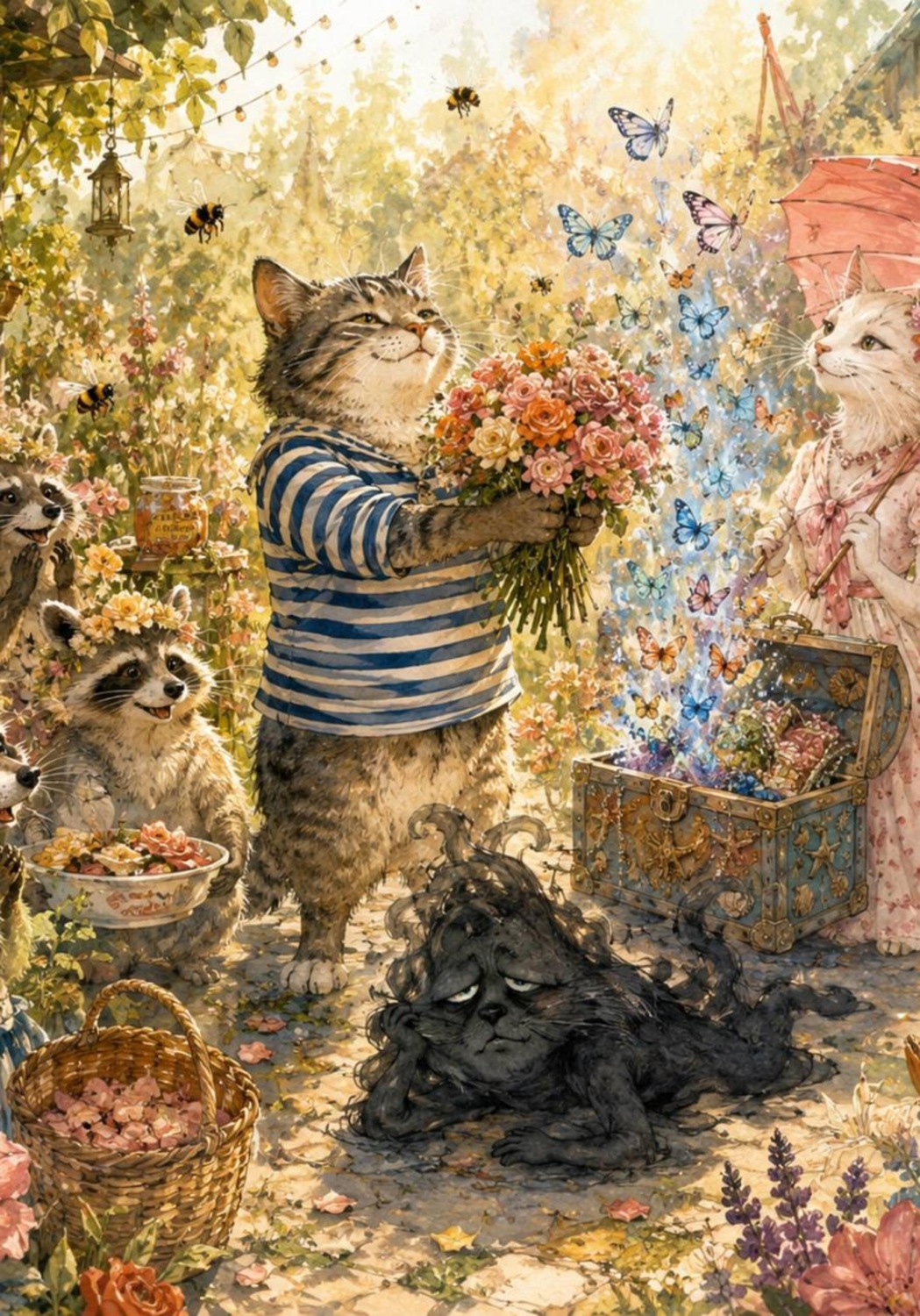 Обложка книги «Кот в тельняшке, Кошечка с розовым зонтиком и очень уставшая Тень»