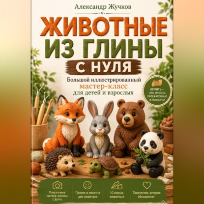 Обложка книги «Животные из глины с нуля. Большой иллюстрированный мастер-класс для детей и взрослых»