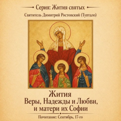 Обложка книги «Жития святых мучениц Веры, Надежды и Любви, и матери их Софии»