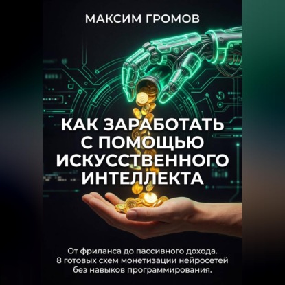 Обложка книги «Как заработать с помощью искусственного интеллекта. От фриланса до пассивного дохода. 8 готовых схем монетизации нейросетей без навыков программирования.»