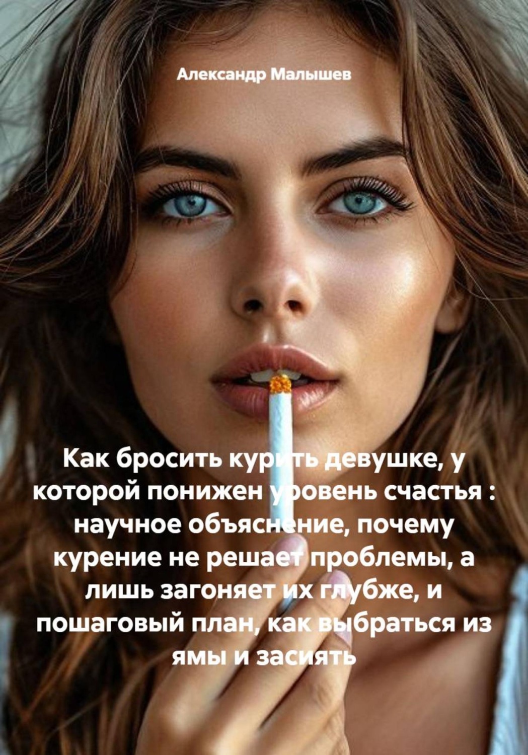 Обложка книги «Как бросить курить девушке, у которой понижен уровень счастья : научное объяснение, почему курение не решает проблемы, а лишь загоняет их глубже, и пошаговый план, как выбраться из ямы и засиять»
