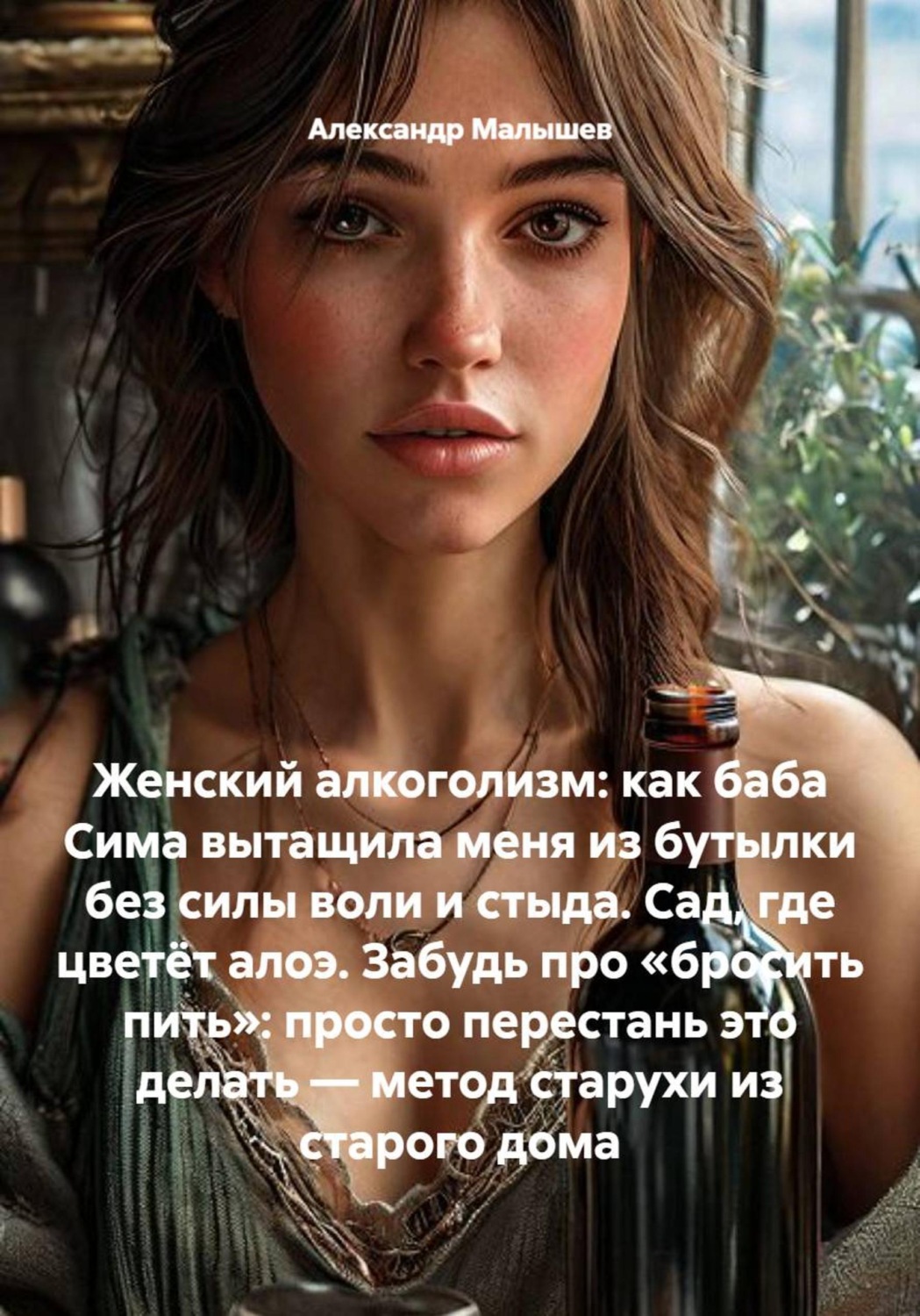 Обложка книги «Женский алкоголизм: как баба Сима вытащила меня из бутылки без силы воли и стыда. Сад, где цветёт алоэ. Забудь про «бросить пить»: просто перестань это делать — метод старухи из старого дома»