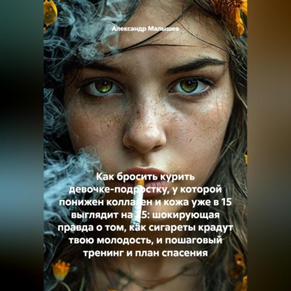 Обложка книги «Как бросить курить девочке-подростку, у которой понижен коллаген и кожа уже в 15 выглядит на 25: шокирующая правда о том, как сигареты крадут твою молодость, и пошаговый тренинг и план спасения»