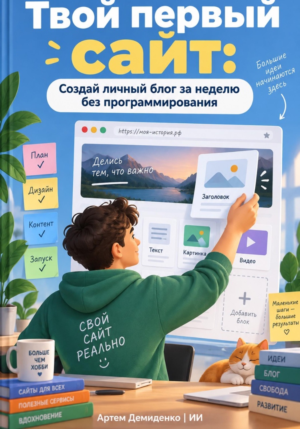 Обложка книги «Твой первый сайт: Создай личный блог за неделю без программирования»