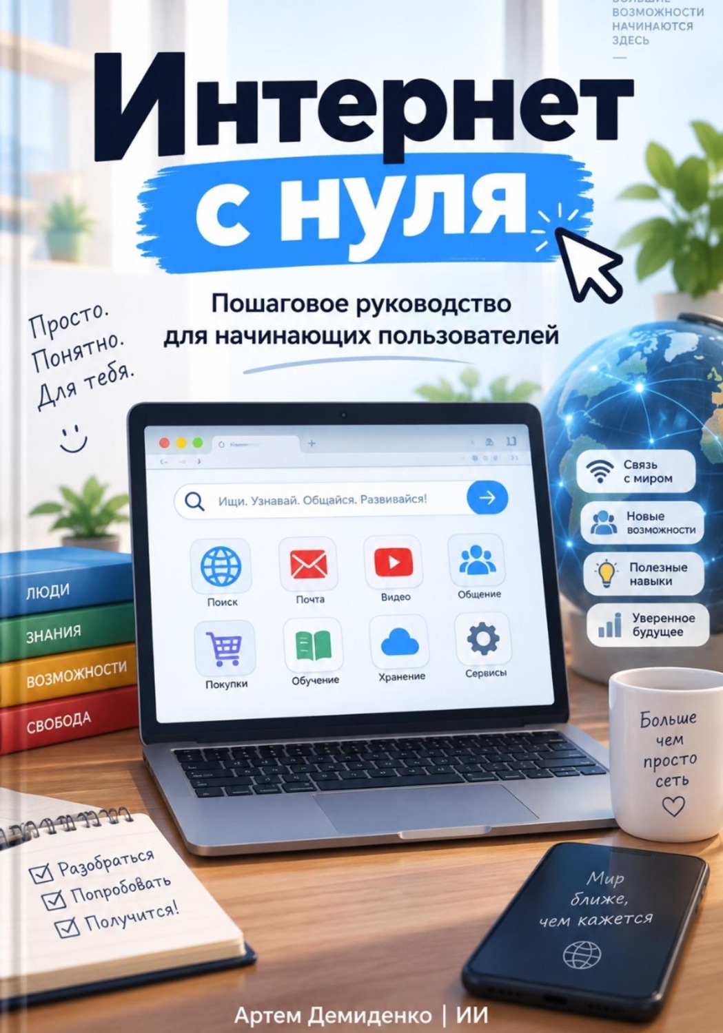 Обложка книги «Интернет с нуля: Пошаговое руководство для начинающих пользователей»