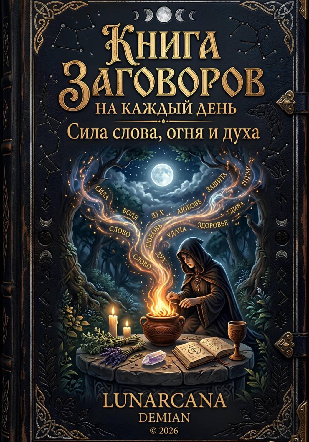 Обложка книги «Книга заговоров на каждый день: «Сила слова, огня и духа». Практическое руководство и ежедневные обряды.»