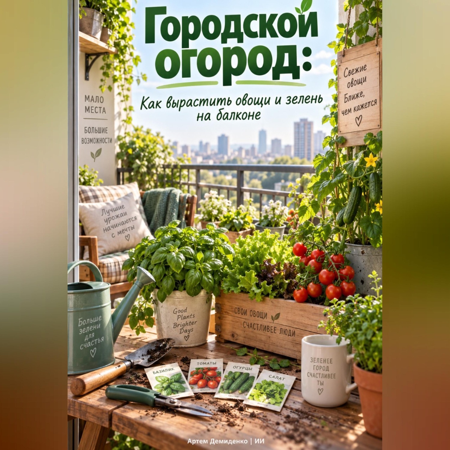 Обложка книги «Городской огород: Как вырастить овощи и зелень на балконе»