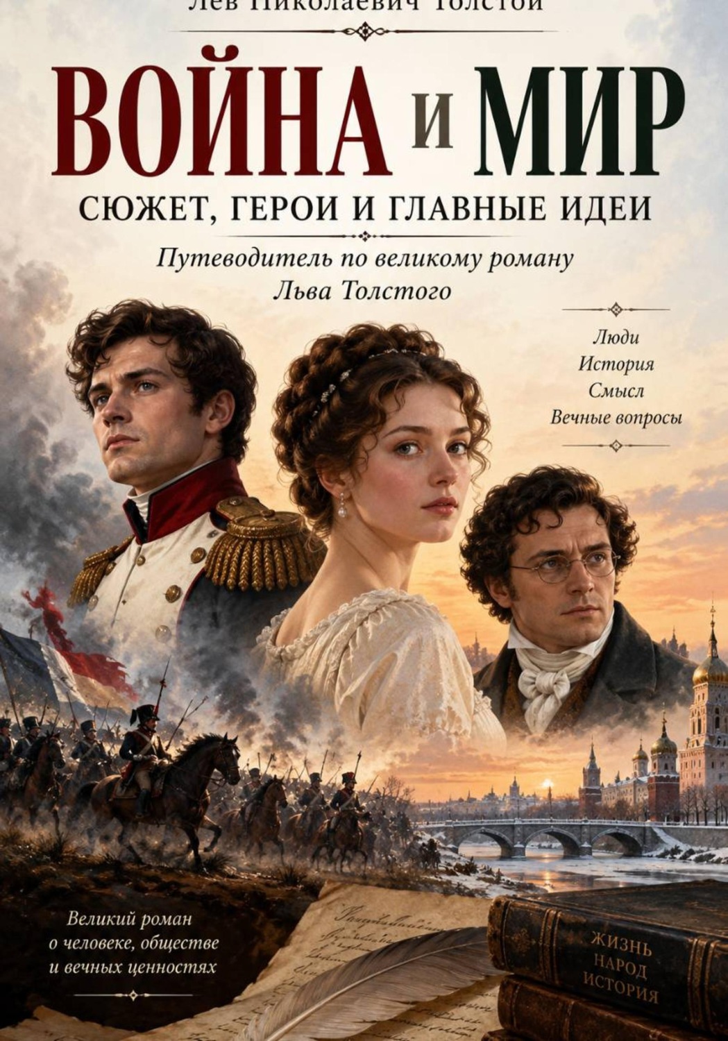 Обложка книги «Война и мир: Сюжет, герои и главные идеи романа-Путеводитель по великому роману Льва Толстого»