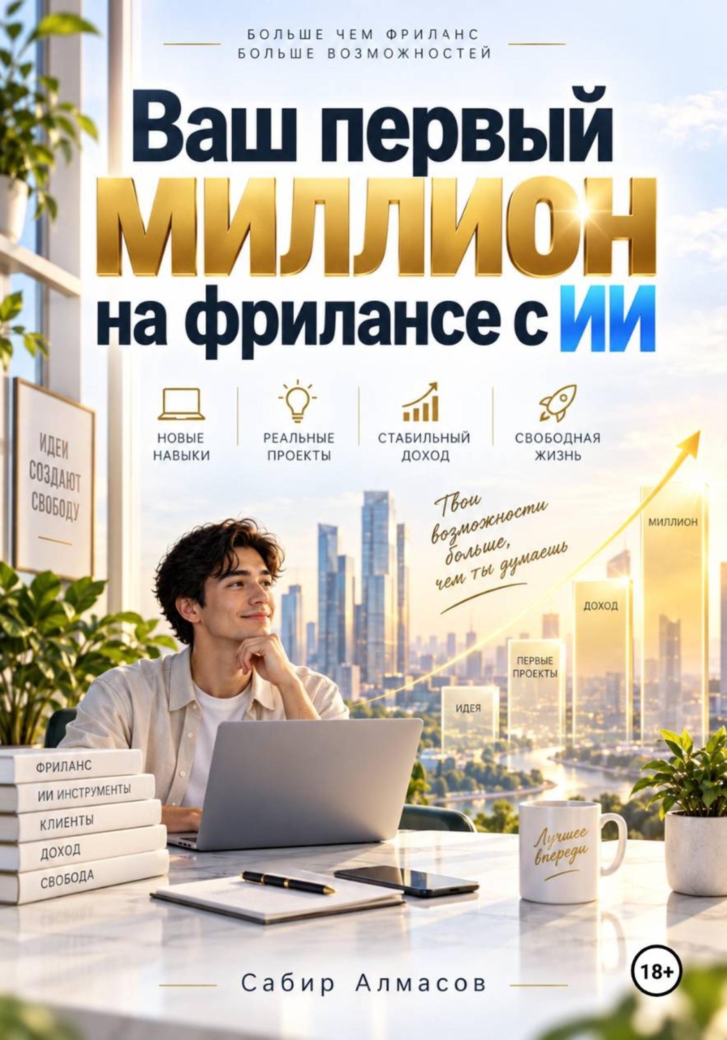 Обложка книги «Ваш первый миллион с ИИ на фрилансе»