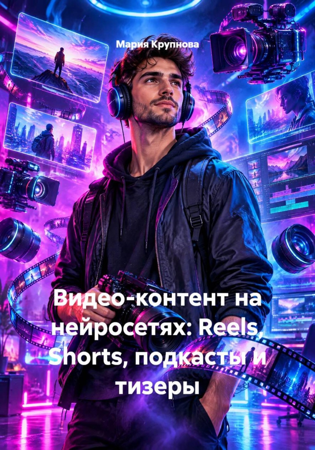 Обложка книги «Видео-контент на нейросетях: Reels, Shorts, подкасты и тизеры»