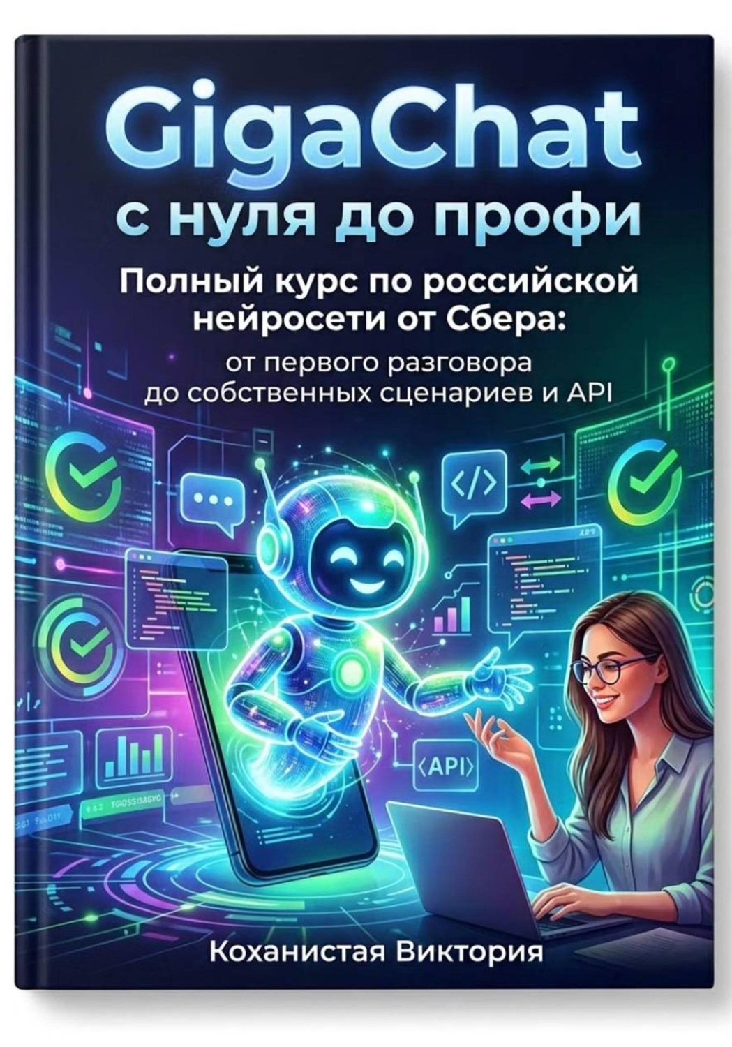 Обложка книги «GigaChat с нуля до профи. Полный курс по российской нейросети от Сбера: от первого разговора до собственных сценариев и API»