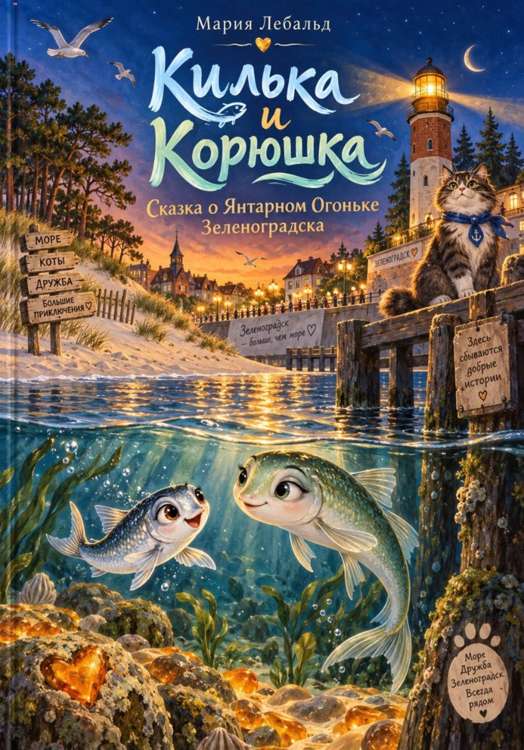 Обложка книги «Килька и Корюшка. Сказка о янтарном огоньке Зеленоградска»