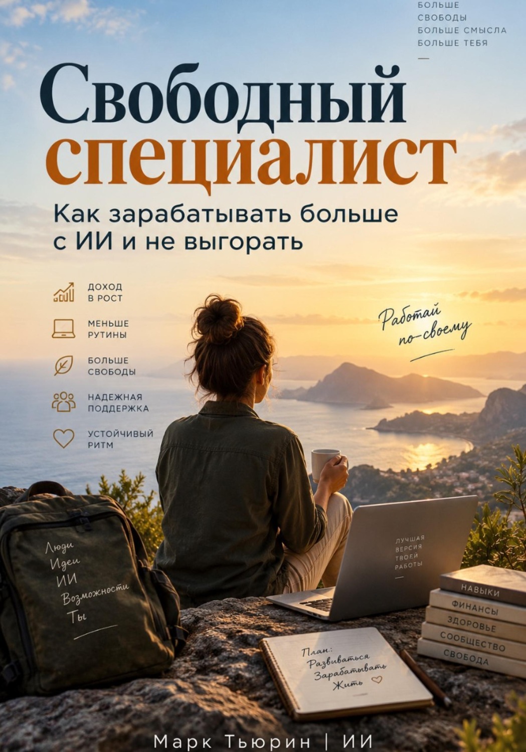 Обложка книги «Свободный специалист: Как зарабатывать больше с ИИ и не выгорать»