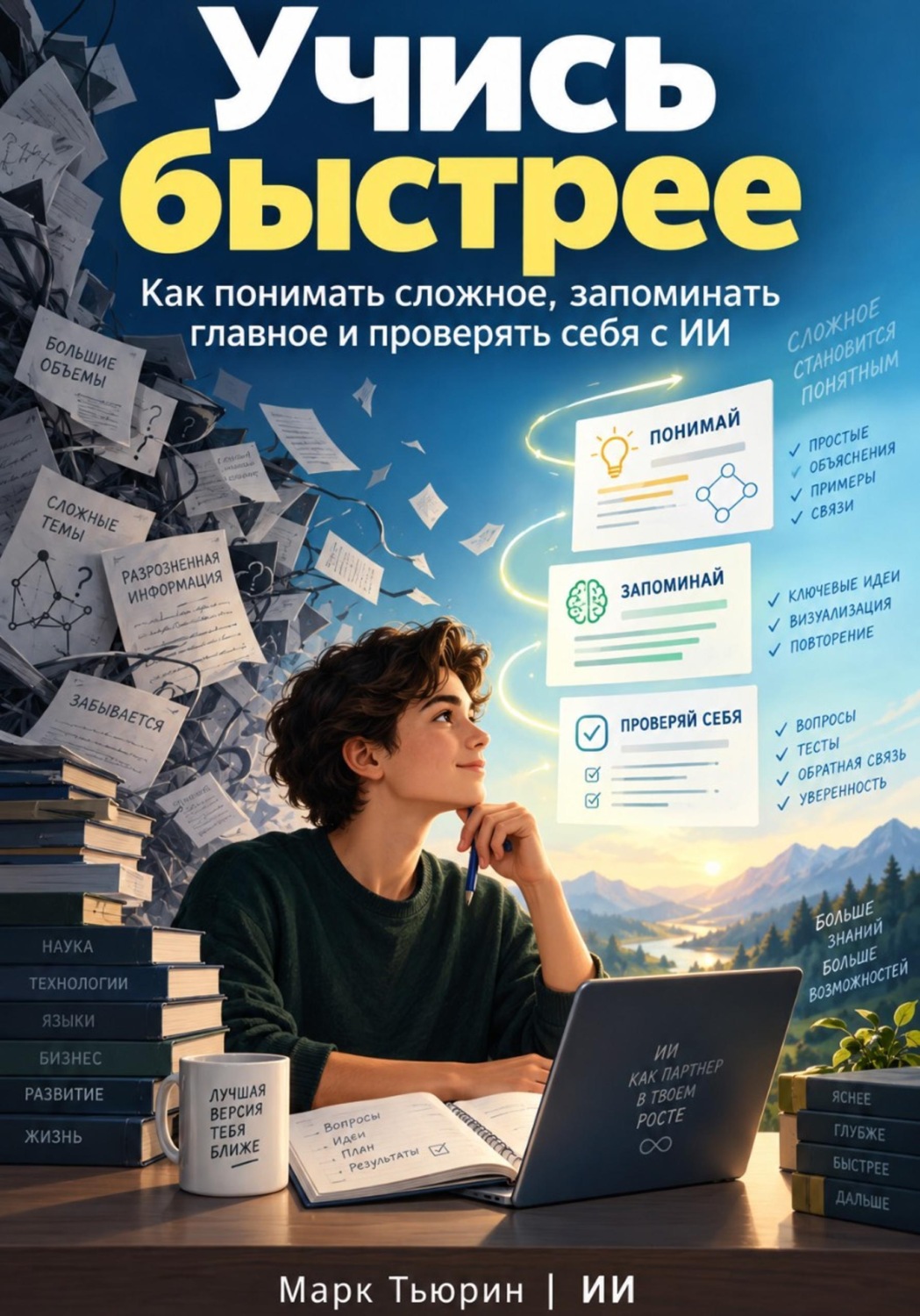 Обложка книги «Учись быстрее: Как понимать сложное, запоминать главное и проверять себя с ИИ»