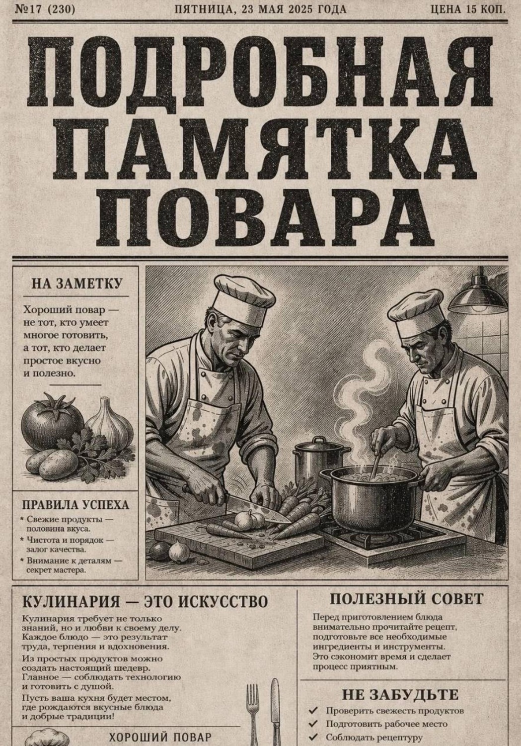 Обложка книги «Подробная памятка повара»