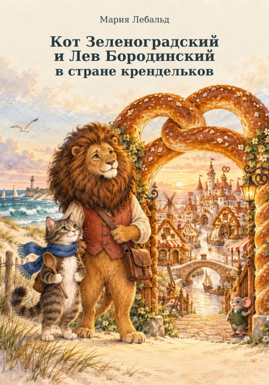 Обложка книги «Кот Зеленоградский и Лев Бородинский в стране крендельков»