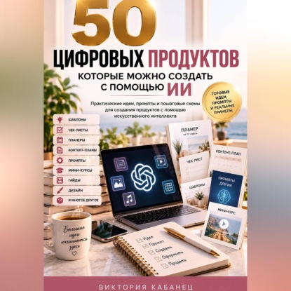 Обложка книги «50 цифровых продуктов, которые можно создать с помощью ИИ»