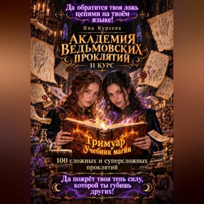 Обложка книги «Академия ведьмовских проклятий. Второй курс. Гримуар учебник магии. 100 сложных и суперсложных проклятий»